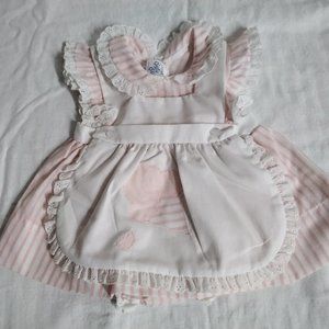 VTG CUTE Baby Bliss Large Pink White Dress With Lined Bloomers Ice Cream Cone 03